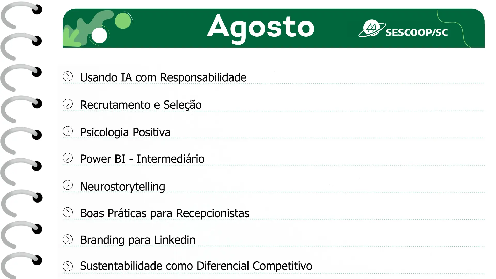 SESCOOP/SC lança Agenda de Treinamentos 2025