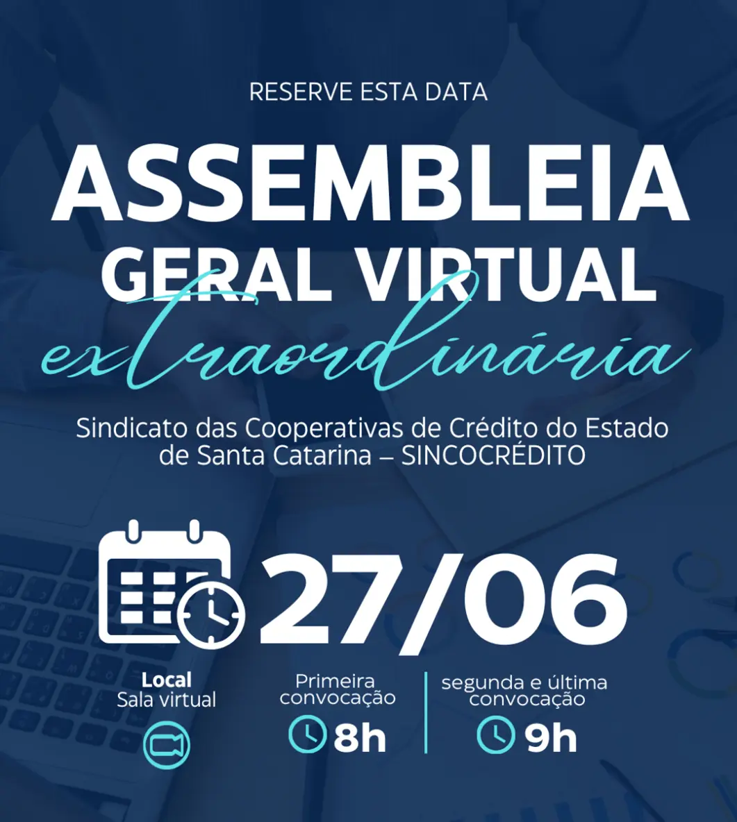 SINCOCRÉDITO realiza Assembleia Geral Extraordinária na próxima sexta-feira