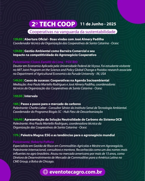 Cooperativismo catarinense lidera discussões sobre sustentabilidade no 2º TECHCOOP